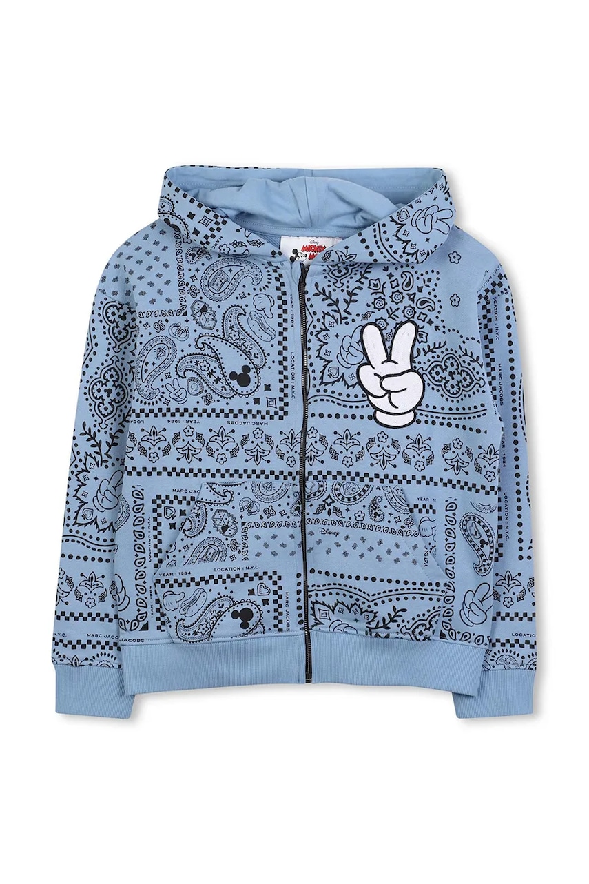 Детская хлопковая кофта Marc Jacobs с капюшоном с принтом W60630