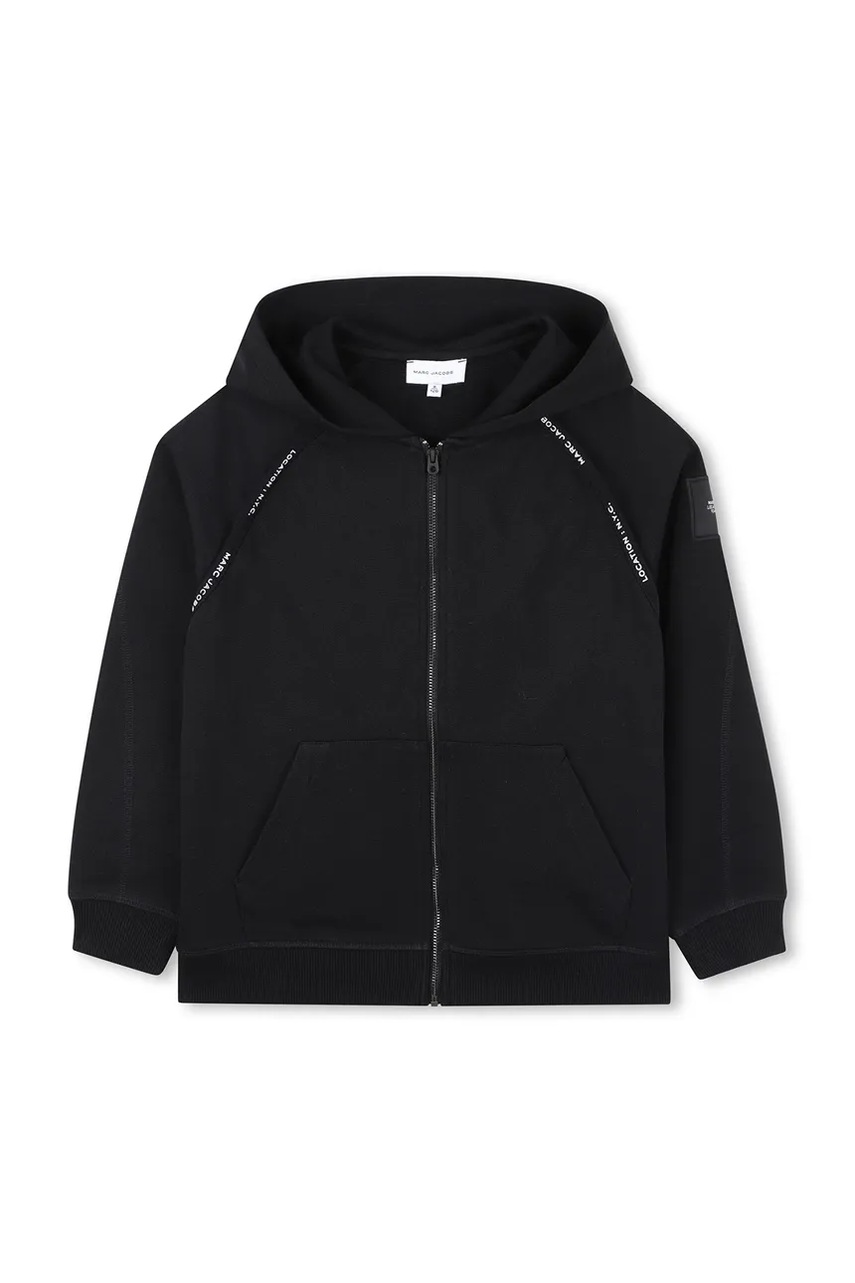 Marc Jacobs bluză copii culoarea negru, cu glugă, uni, W60659