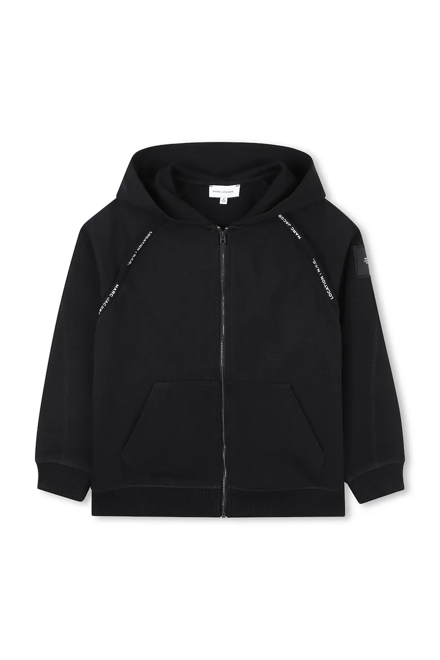 Marc Jacobs bluză copii culoarea negru, cu glugă, uni, W60659