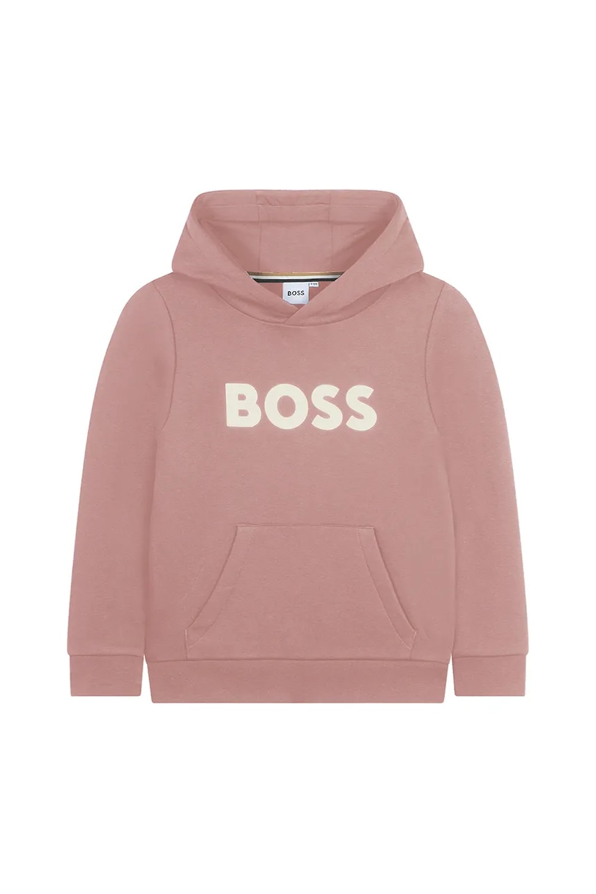 Детская кофта BOSS цвет оранжевый с капюшоном с принтом J52351 Детская кофта BOSS цвет оранжевый с капюшоном с принтом J52351
