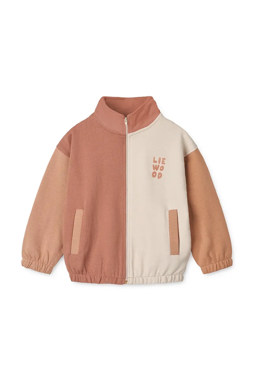 Детская хлопковая кофта Liewood Cassius Zip-up Sweatshirt цвет оранжевый узор LW20080