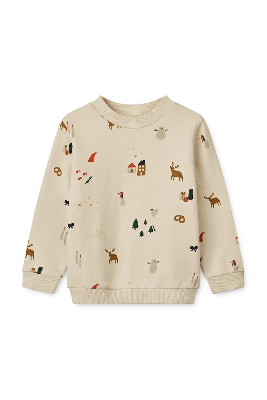 Liewood hanorac de bumbac pentru copii Thora Printed Sweatshirt culoarea bej, cu imprimeu, LW20357
