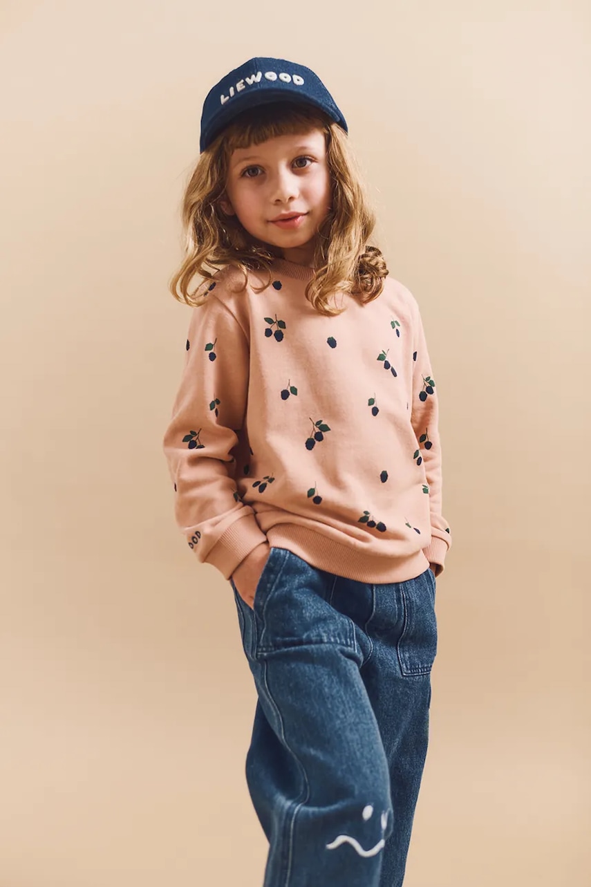 Liewood hanorac de bumbac pentru copii Thora Printed Sweatshirt culoarea portocaliu, cu imprimeu, LW20357