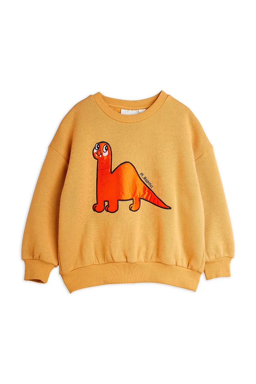 Детская хлопковая кофта Mini Rodini Dino цвет коричневый с принтом 25720133