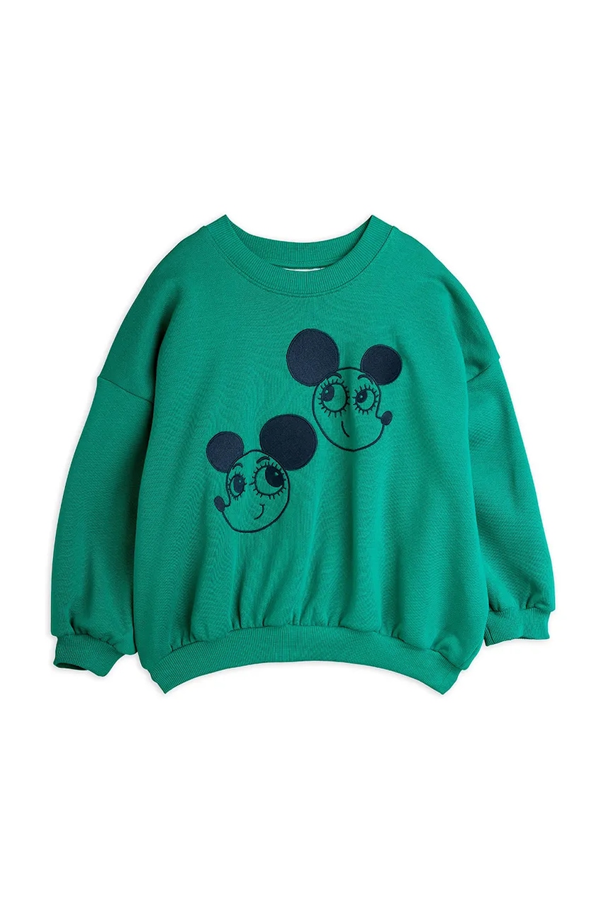 Детская хлопковая кофта Mini Rodini Ritzratz цвет зелёный с принтом 25720140 Детская хлопковая кофта Mini Rodini Ritzratz цвет зелёный с принтом 25720140