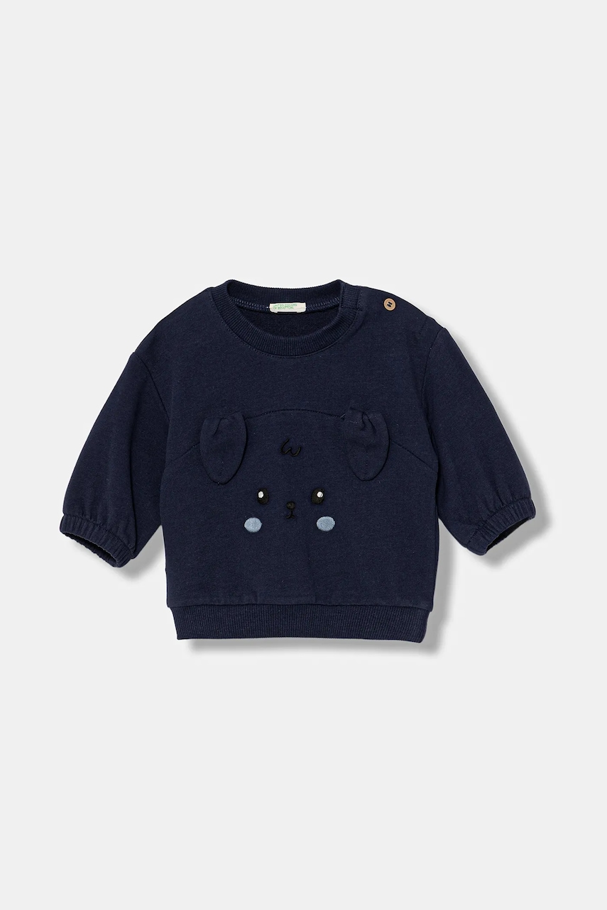 United Colors of Benetton bluză bebe culoarea bleumarin, cu imprimeu, 3MDSA1061