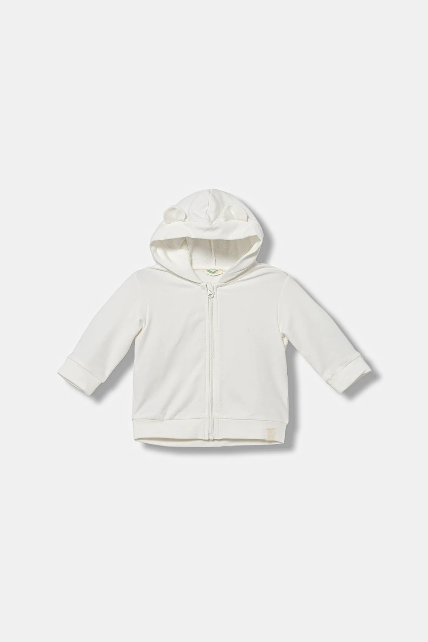 United Colors of Benetton bluză bebe culoarea bej, cu glugă, uni, 3MDSA501M
