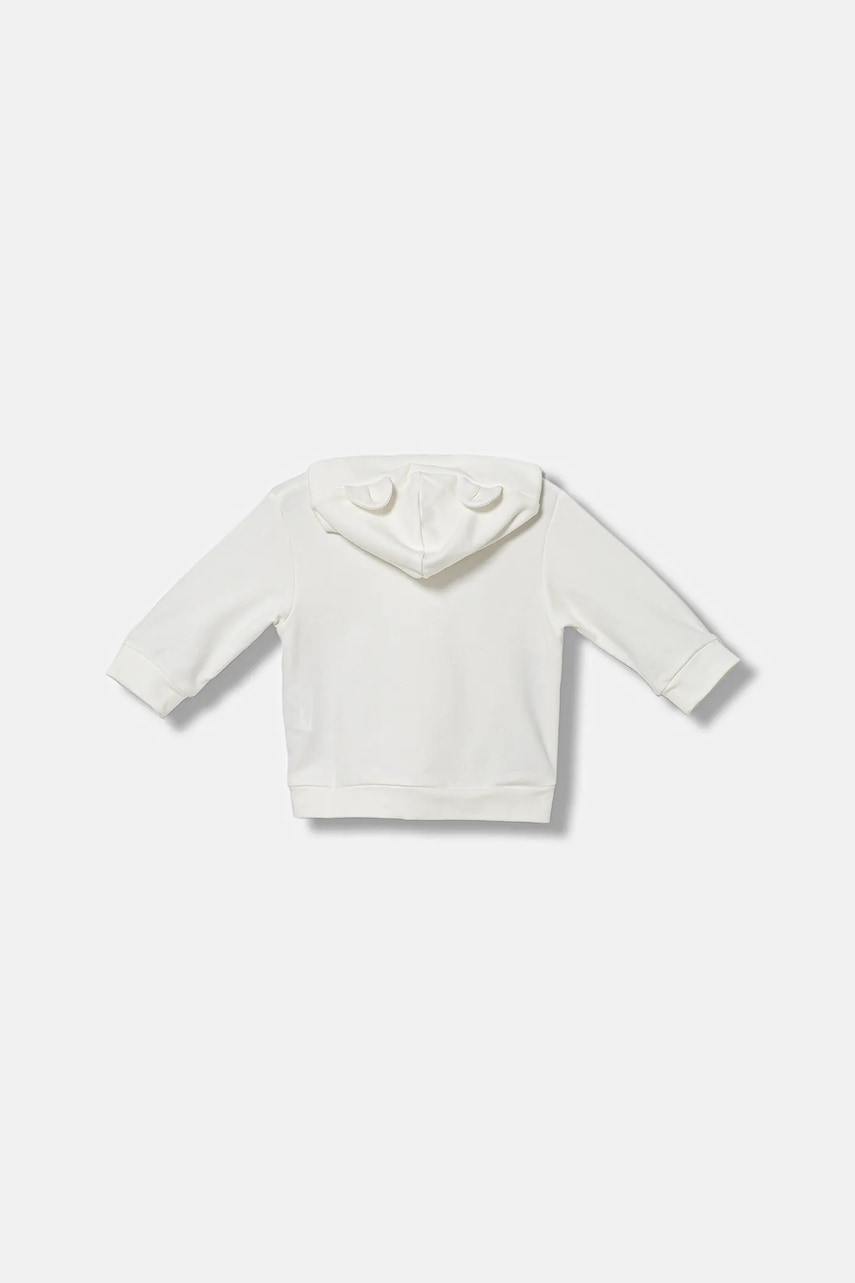 Кофта для младенцев United Colors of Benetton цвет бежевый с капюшоном однотонная 3MDSA501M Кофта для младенцев United Colors of Benetton цвет бежевый с капюшоном однотонная 3MDSA501M