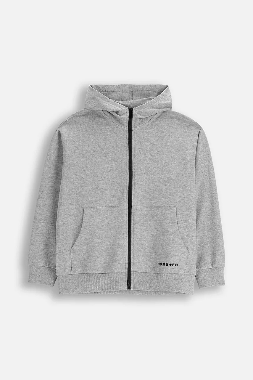 Coccodrillo hanorac de bumbac pentru copii culoarea gri, cu glugă, cu imprimeu, EVERYDAY BOY A