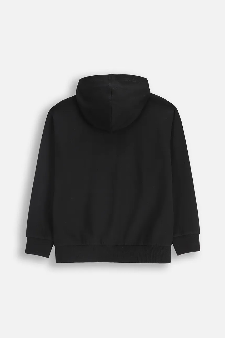 Детская хлопковая кофта Coccodrillo цвет чёрный с капюшоном с принтом EVERYDAY BOY A