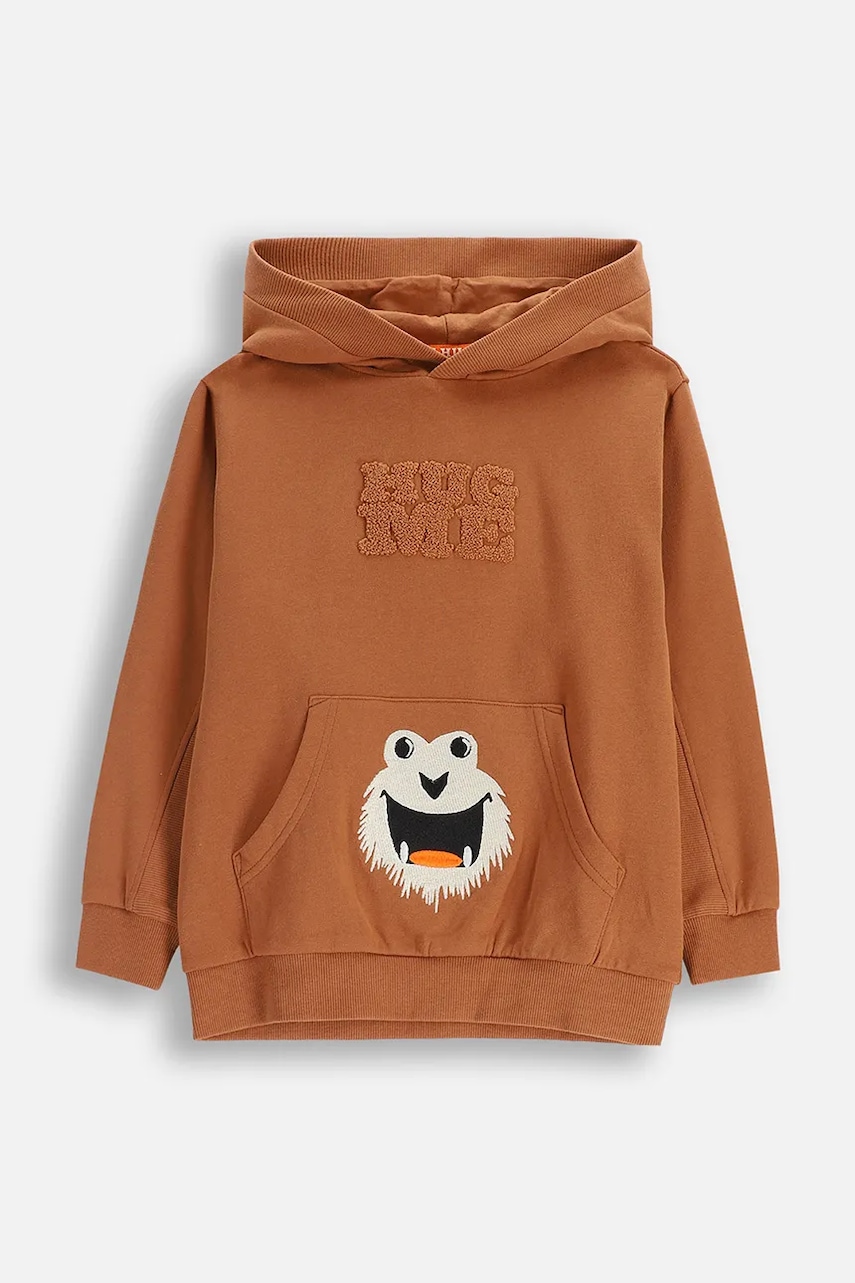 Coccodrillo hanorac de bumbac pentru copii culoarea maro, cu glugă, cu imprimeu, YETI BOY KIDS