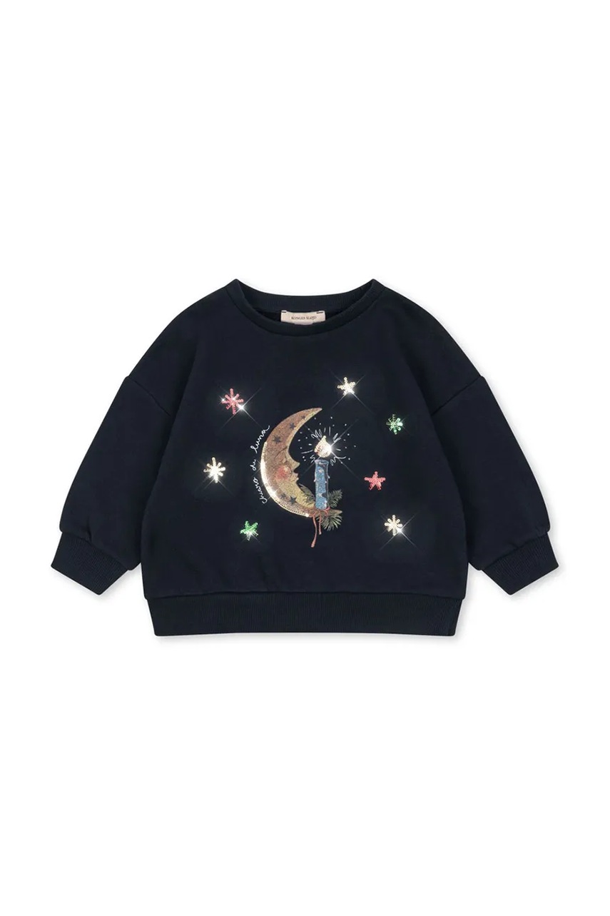 Konges Sløjd hanorac de bumbac pentru copii LOUPY LOU SWEAT SHIRT OCS culoarea bleumarin, cu imprimeu, KS104350