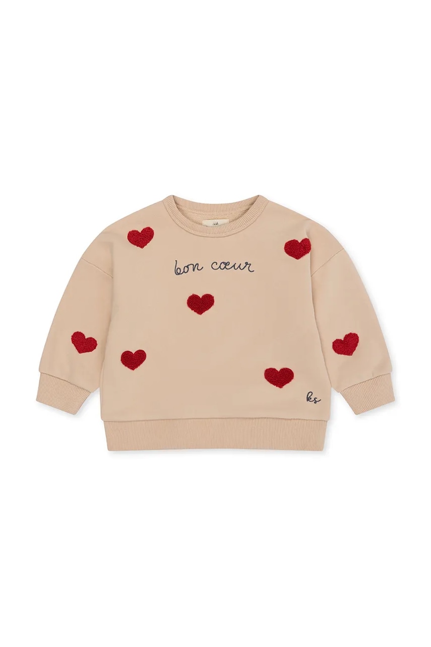 Konges Sløjd bluză copii LOU SWEAT SHIRT GOTS culoarea bej, cu imprimeu, KS104513