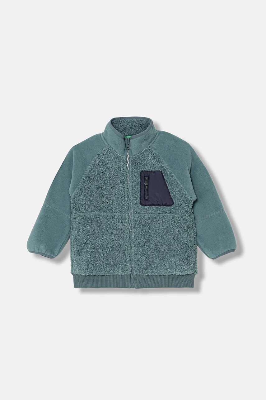 United Colors of Benetton hanorac polar pentru copii culoarea turcoaz, uni, 3PNYG5044
