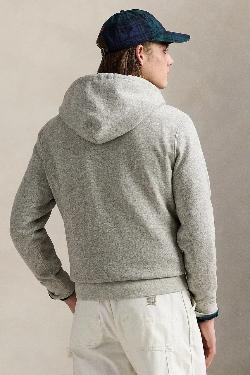 Кофта Polo Ralph Lauren цвет серый с капюшоном однотонная 710971780 Кофта Polo Ralph Lauren цвет серый с капюшоном однотонная 710971780