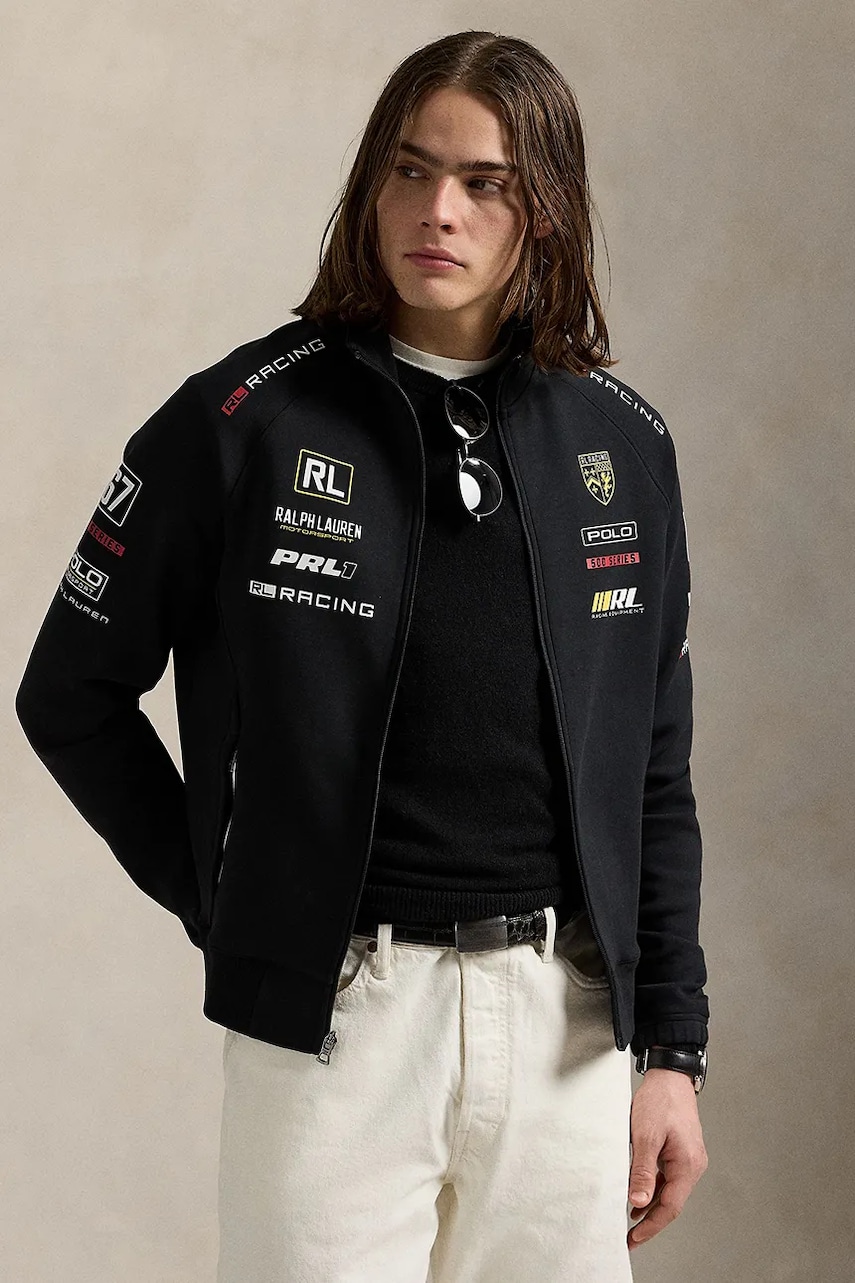 Levně Mikina Polo Ralph Lauren Fztrkjktm1 Long Sleeve pánská, černá barva, s aplikací, 710972339
