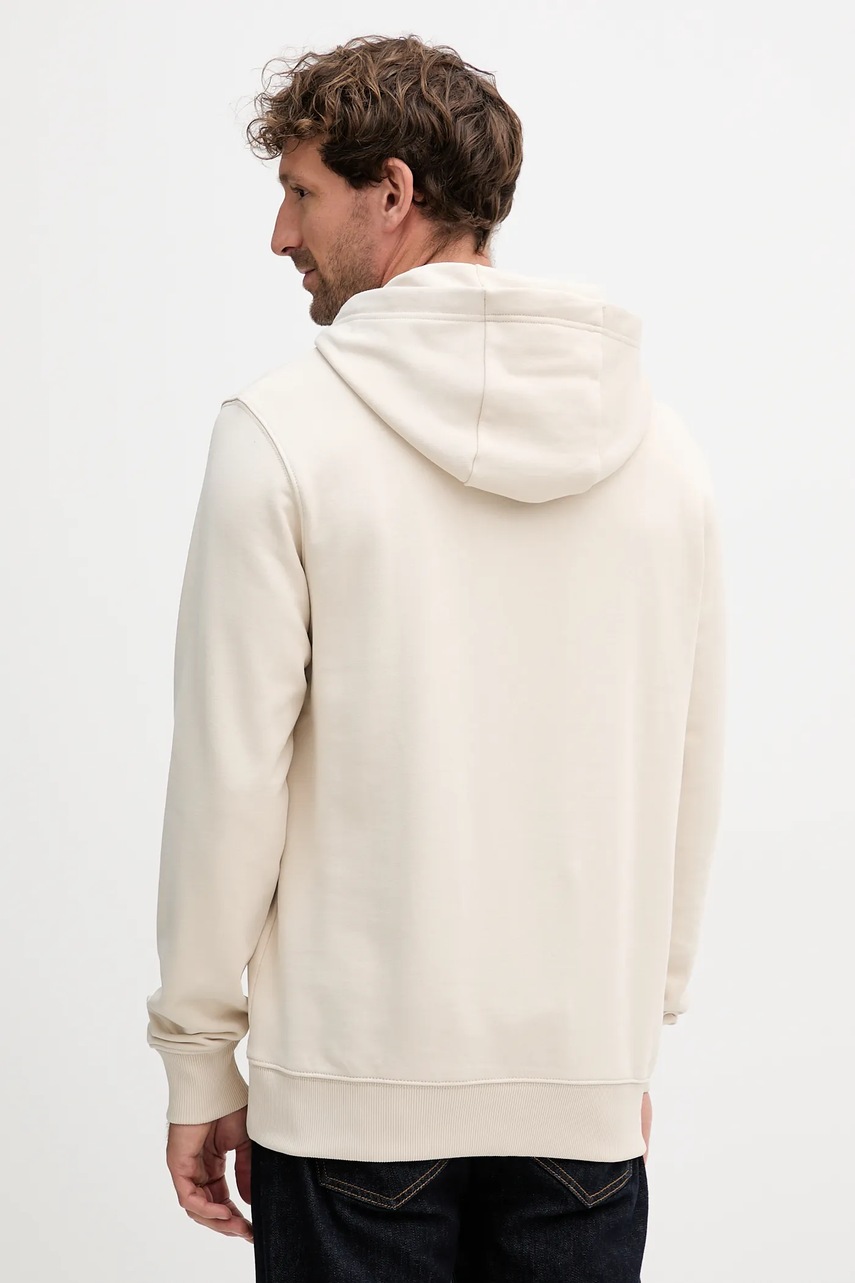 Хлопковая кофта Tommy Hilfiger цвет бежевый с капюшоном с принтом MW0MW40534