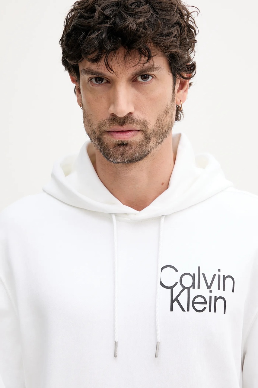 Μπλούζα Calvin Klein χρώμα: άσπρο, με κουκούλα, LV04RC288G φωτογραφία