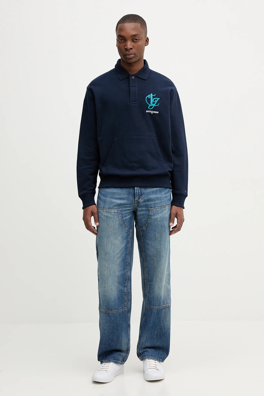 Хлопковая кофта Tommy Jeans цвет синий меланж DM0DM21800