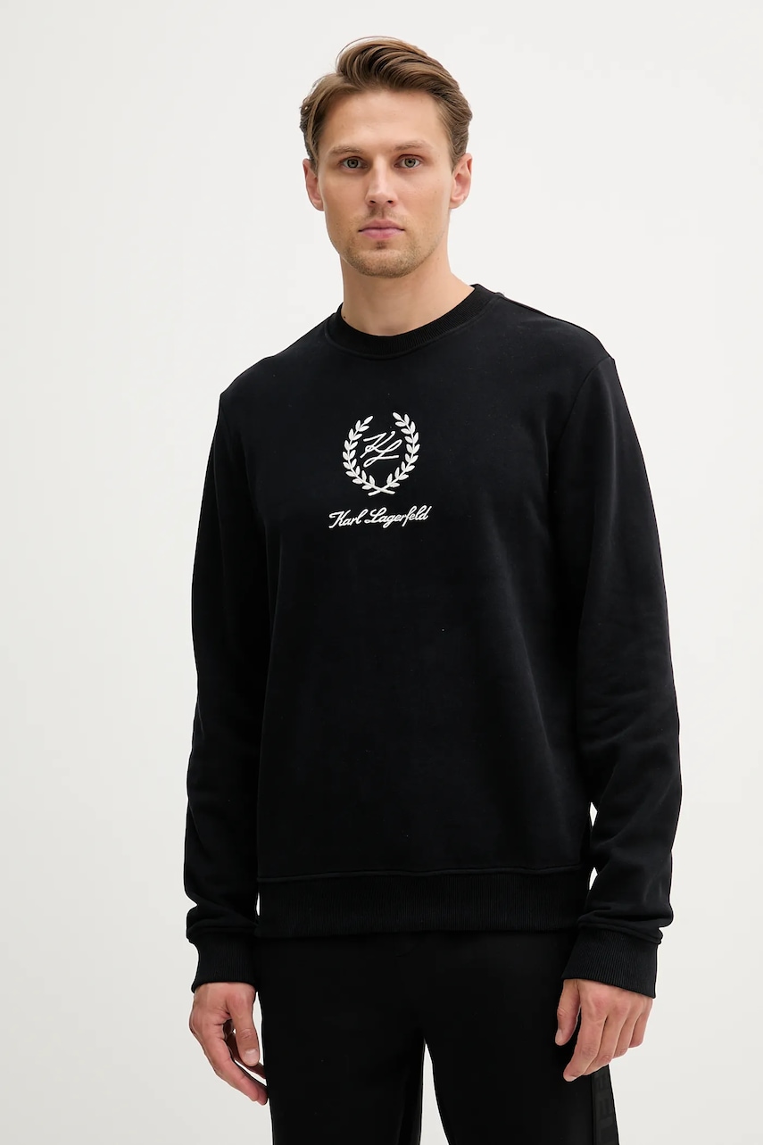 Karl Lagerfeld hanorac de bumbac culoarea negru, cu imprimeu, A3M44001
