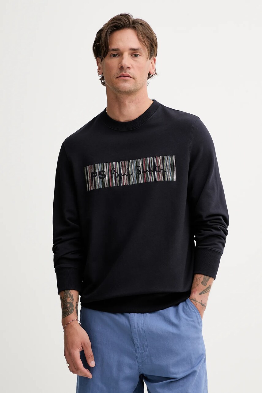 PS Paul Smith bluză culoarea bleumarin, cu imprimeu, M2R-668UE-TP5160
