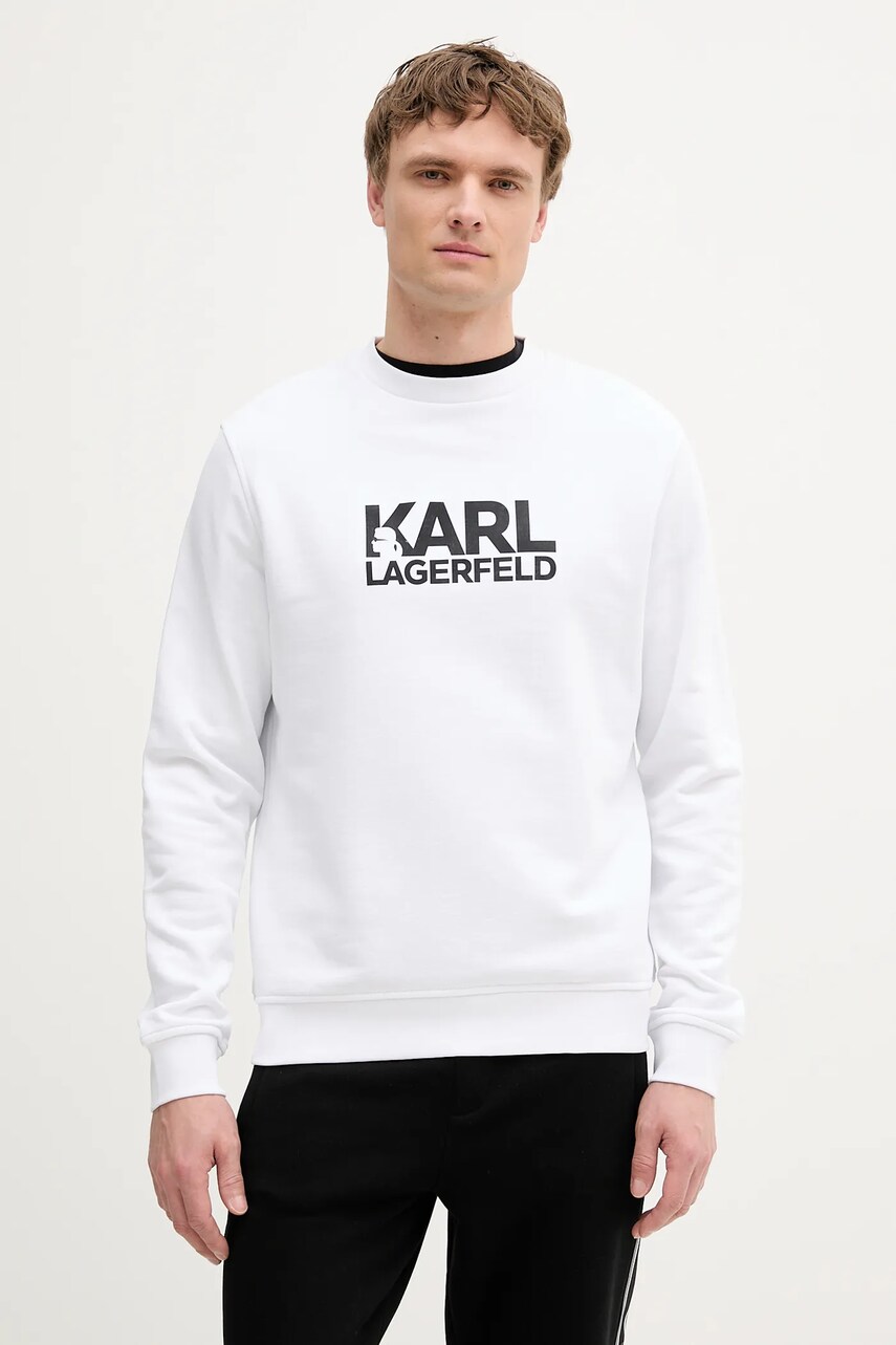 Karl Lagerfeld hanorac din bumbac culoarea alb, cu imprimeu, 553917.705091
