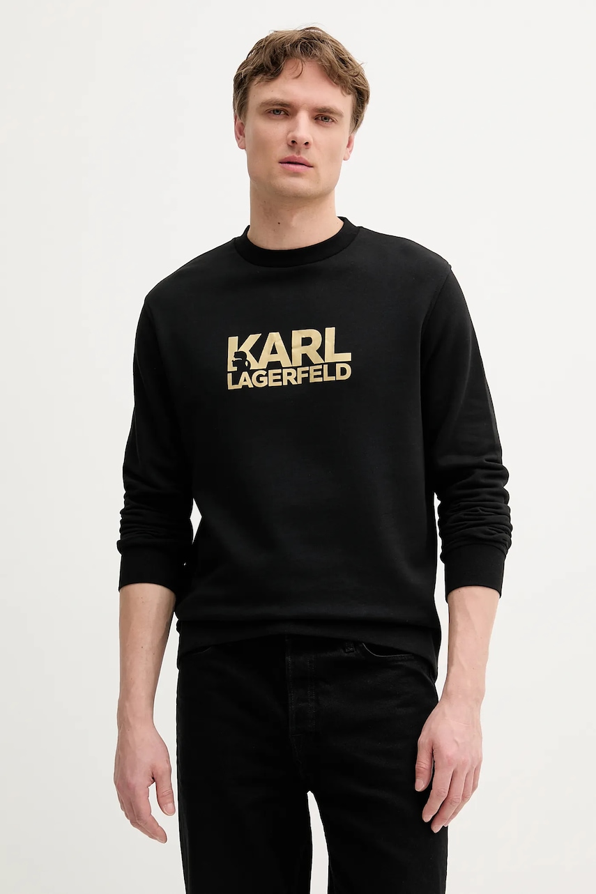 Karl Lagerfeld hanorac din bumbac culoarea negru, cu imprimeu, 553917.705091