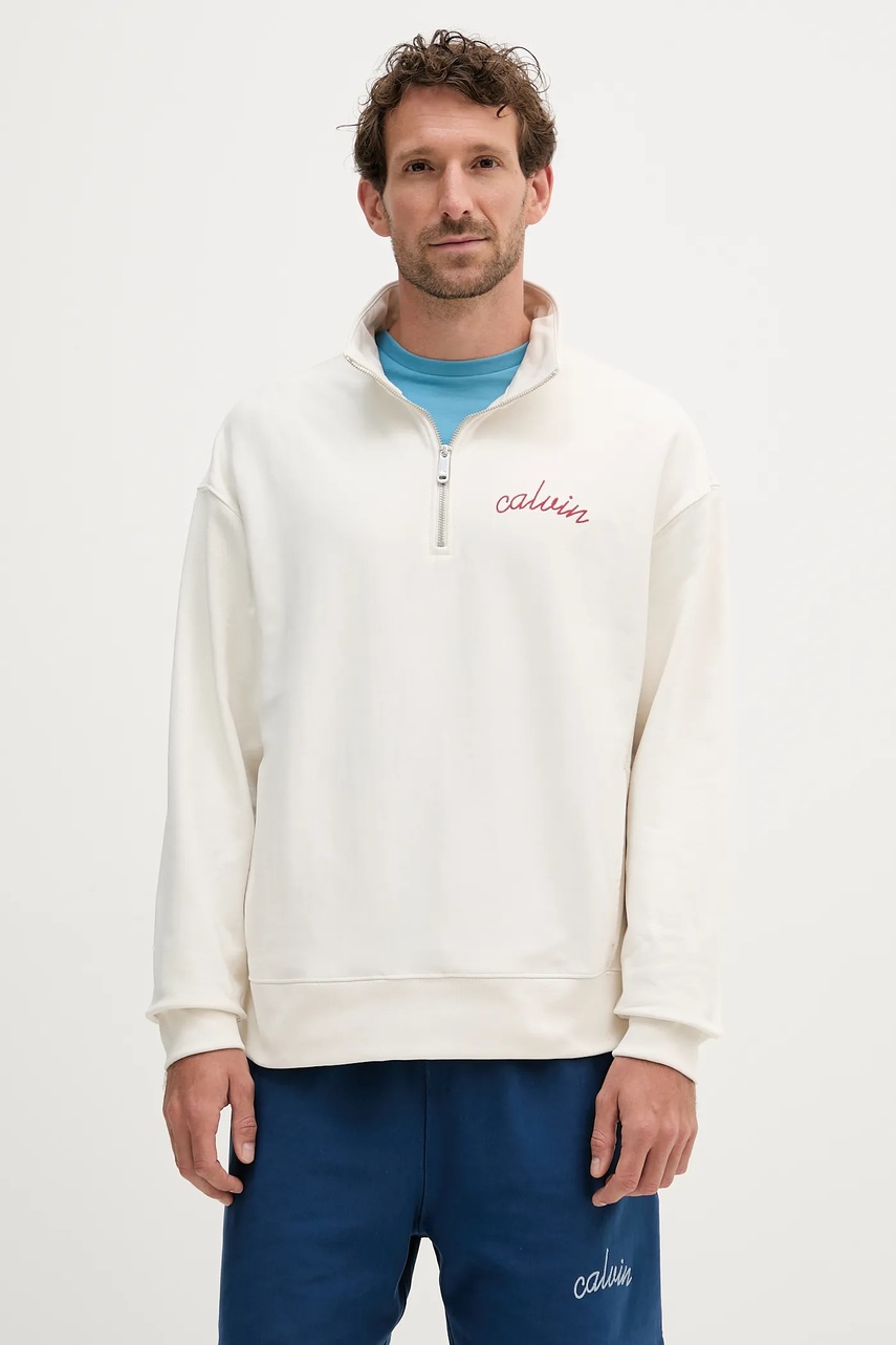 Levně Mikina s bavlnou Calvin Klein Jeans béžová barva, LV04RC227G