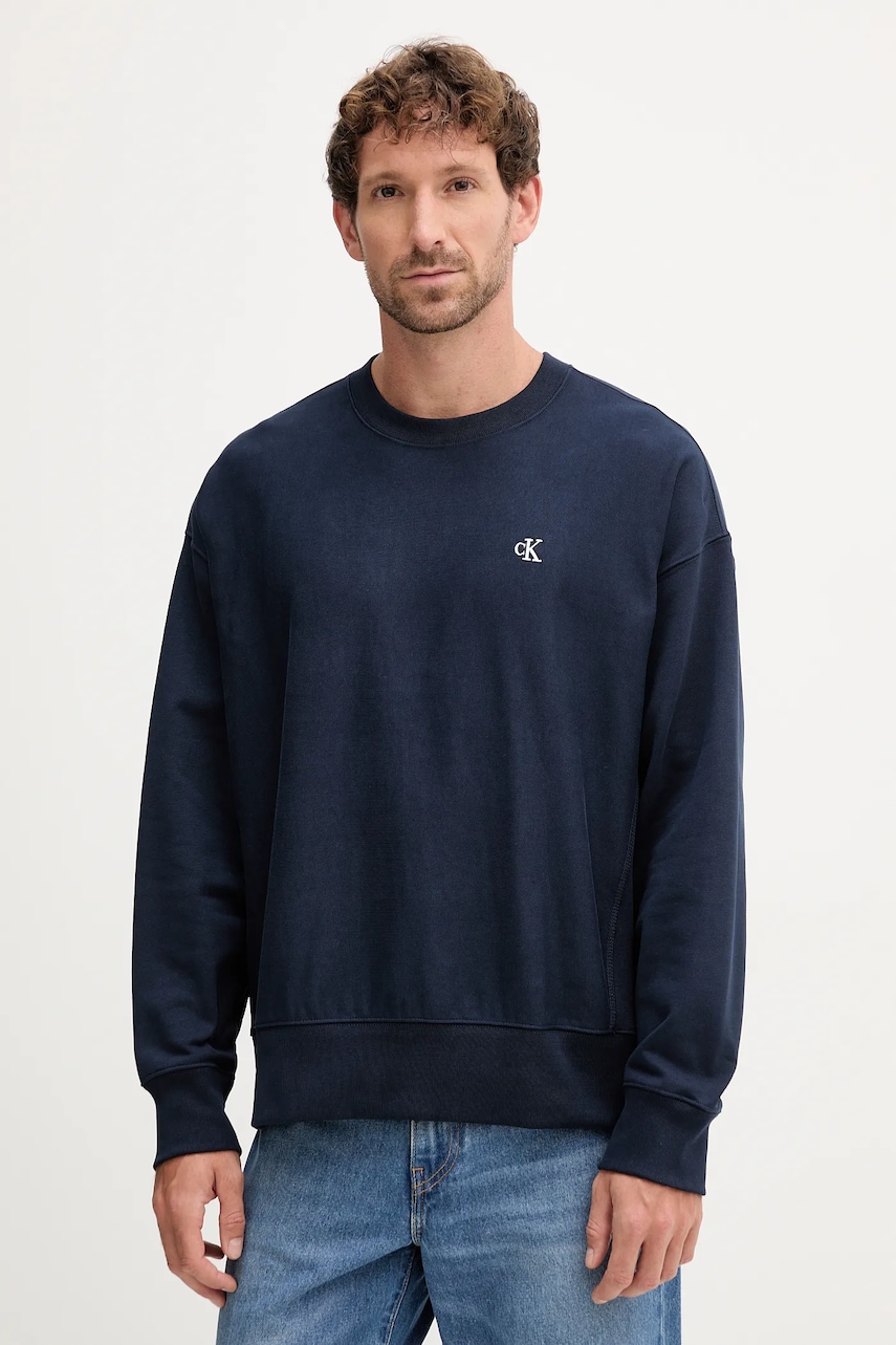 Levně Mikina Calvin Klein Jeans pánská, tmavomodrá barva, hladká, LV04RC277G