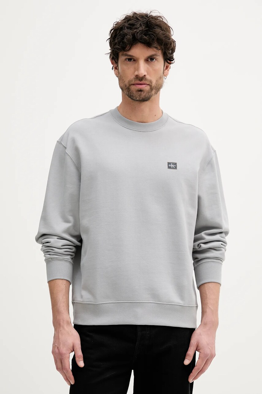 Levně Mikina Calvin Klein Jeans pánská, šedá barva, hladká, LV04RC273G