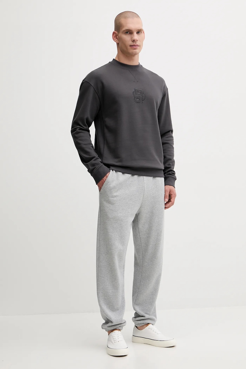 Хлопковая кофта BOSS цвет серый с аппликацией 50545529 Хлопковая кофта BOSS цвет серый с аппликацией 50545529