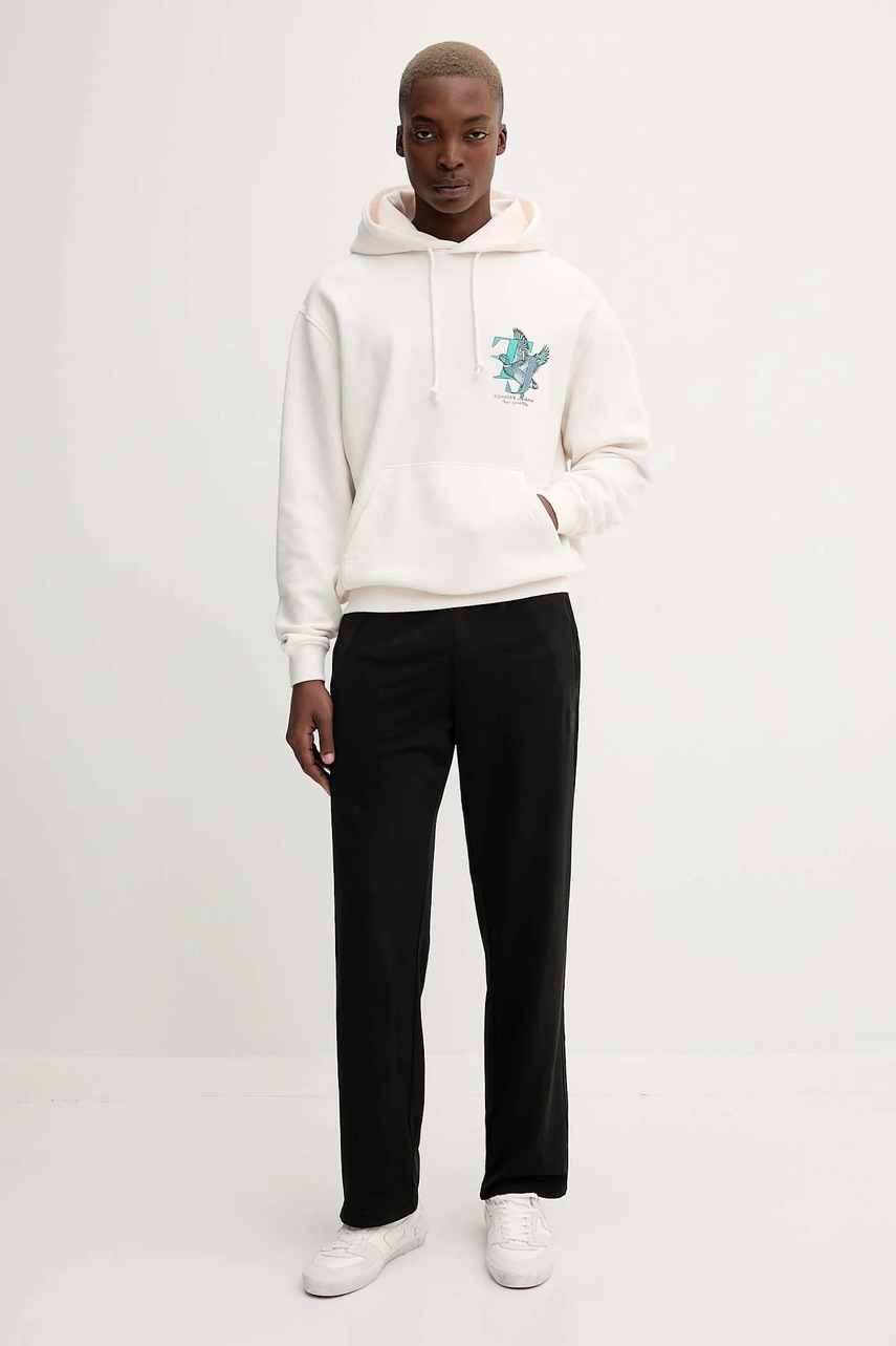 Кофта Tommy Jeans цвет бежевый с капюшоном с принтом DM0DM22088 Кофта Tommy Jeans цвет бежевый с капюшоном с принтом DM0DM22088