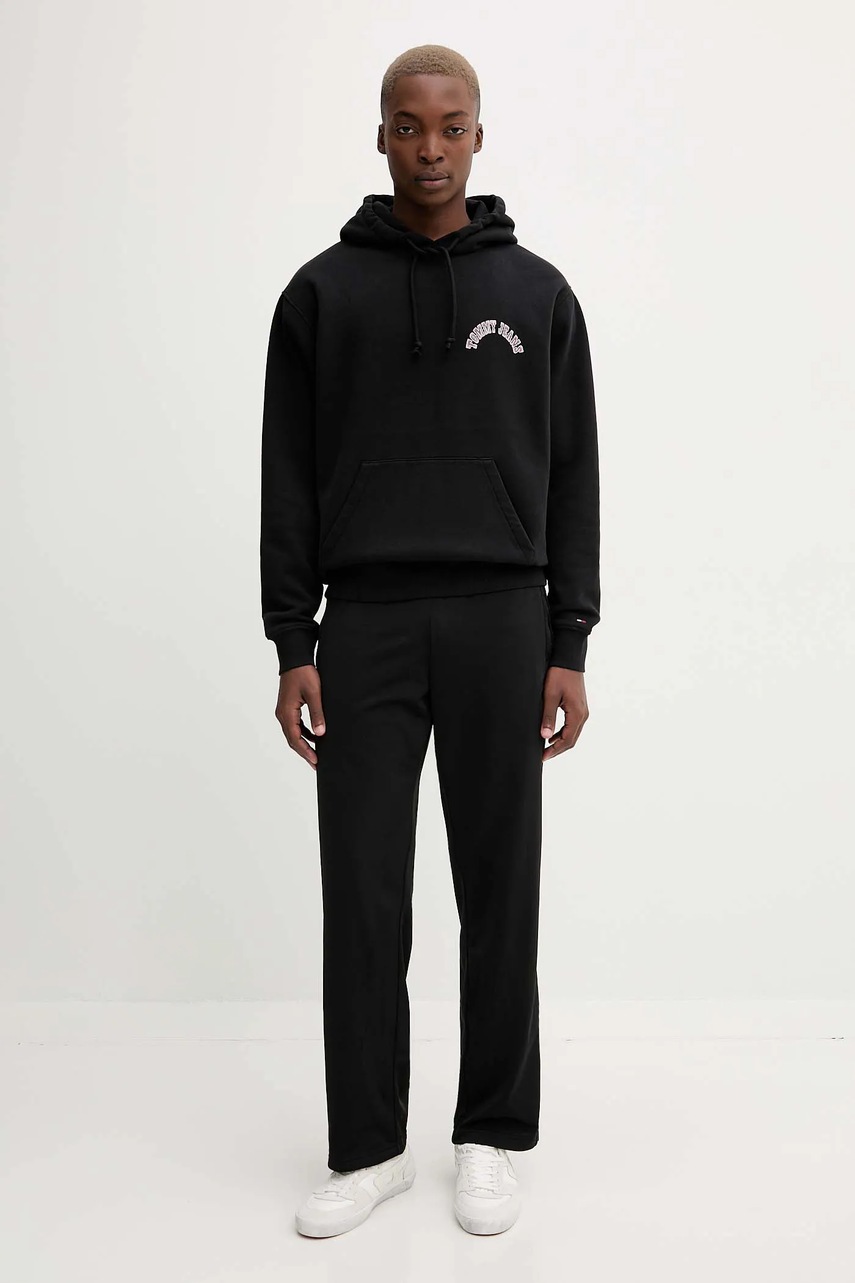 Кофта Tommy Jeans цвет чёрный с капюшоном с принтом DM0DM22088