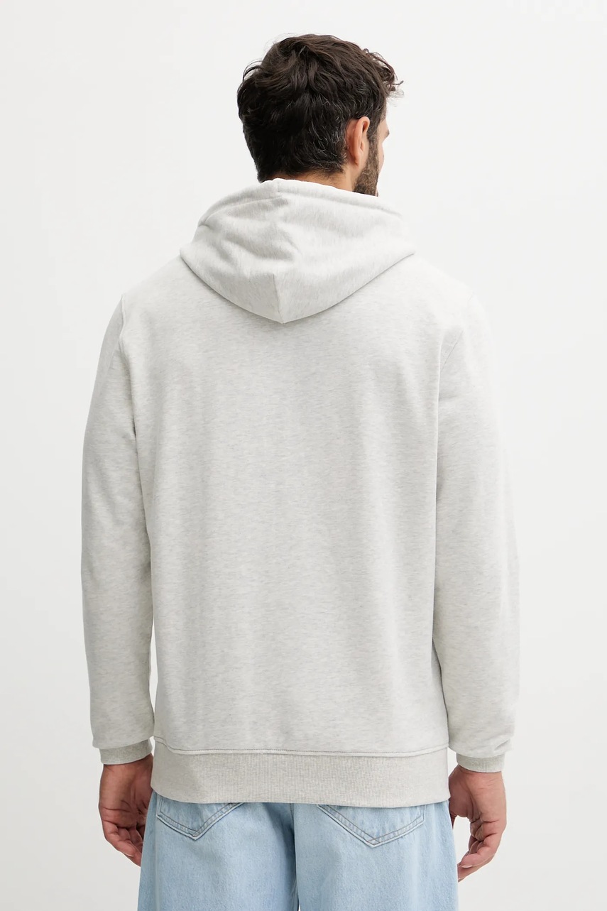 Хлопковая кофта Tommy Jeans цвет серый с капюшоном с принтом DM0DM22113