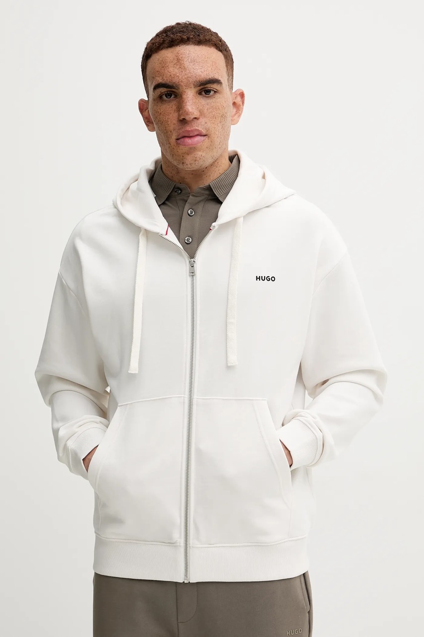 HUGO hanorac de bumbac culoarea negru, cu glugă, uni, 50548651