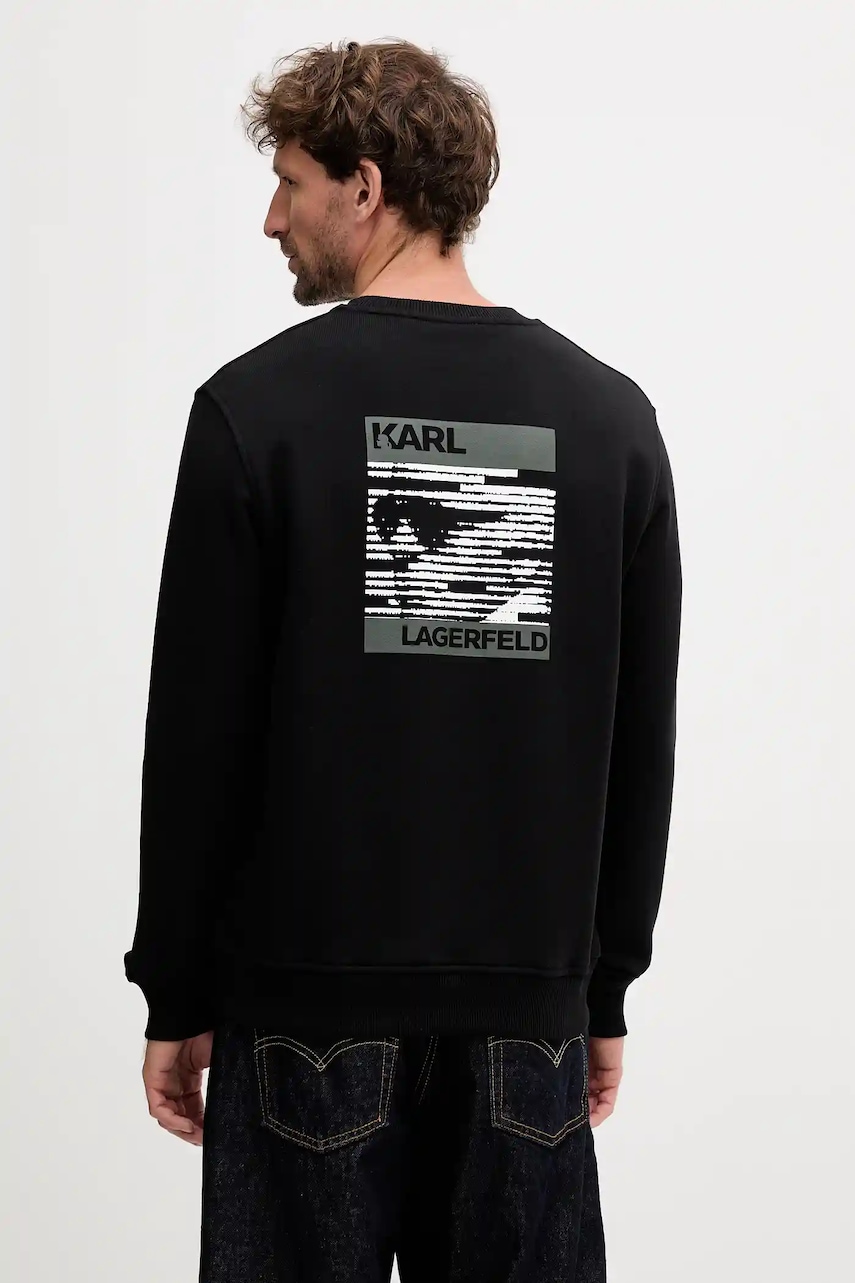 Karl Lagerfeld hanorac de bumbac culoarea negru, cu imprimeu, 554906.705006