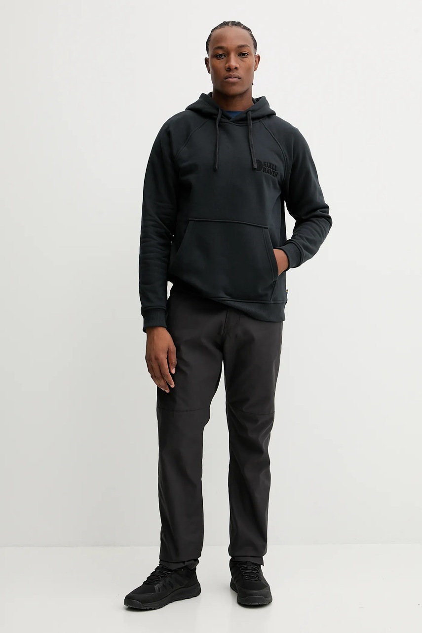 Кофта outdoor Fjallraven Fjällräven Classic цвет чёрный с капюшоном однотонная F12600231-550