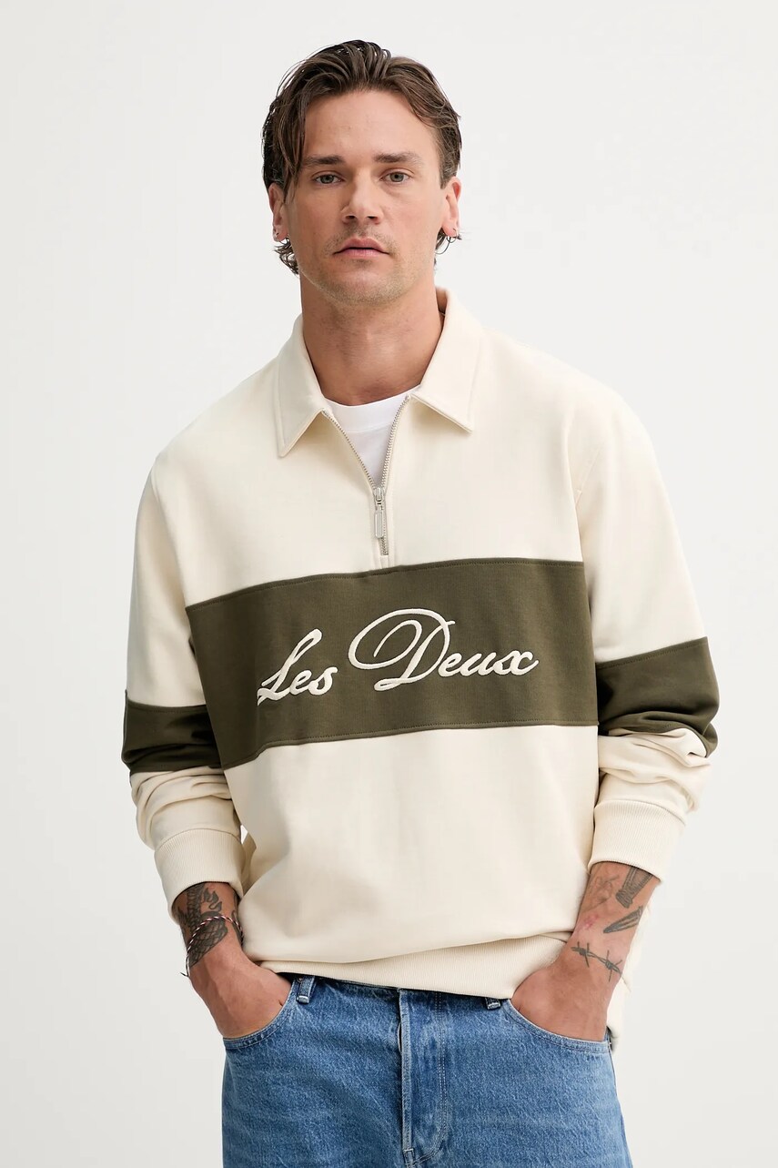 Les Deux hanorac de bumbac culoarea bej, cu imprimeu, 1000178