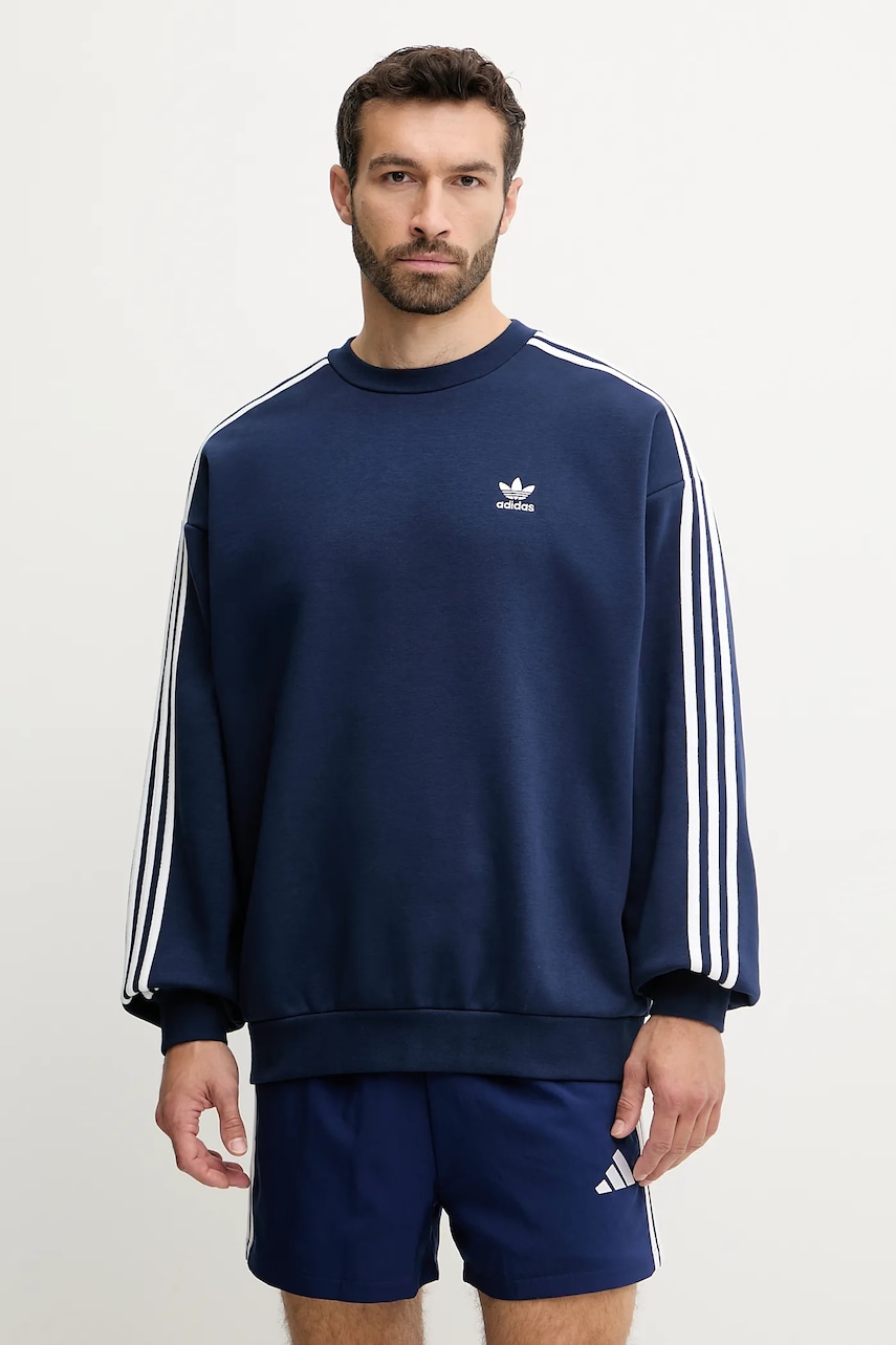 adidas Originals bluză Adicolor culoarea bleumarin, cu imprimeu, JP1063