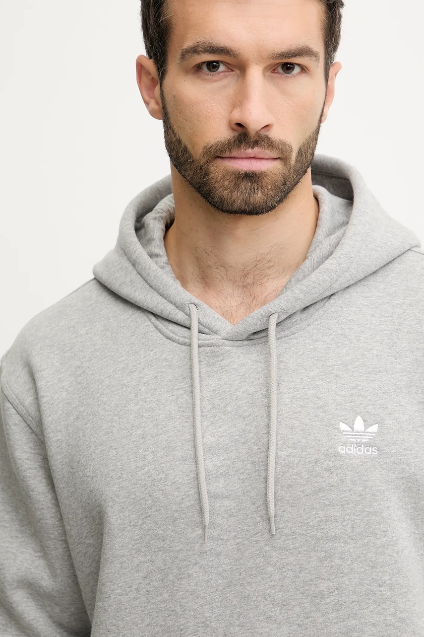 Μπλούζα adidas Originals Essential χρώμα: γκρι, με κουκούλα, JV6057 φωτογραφία