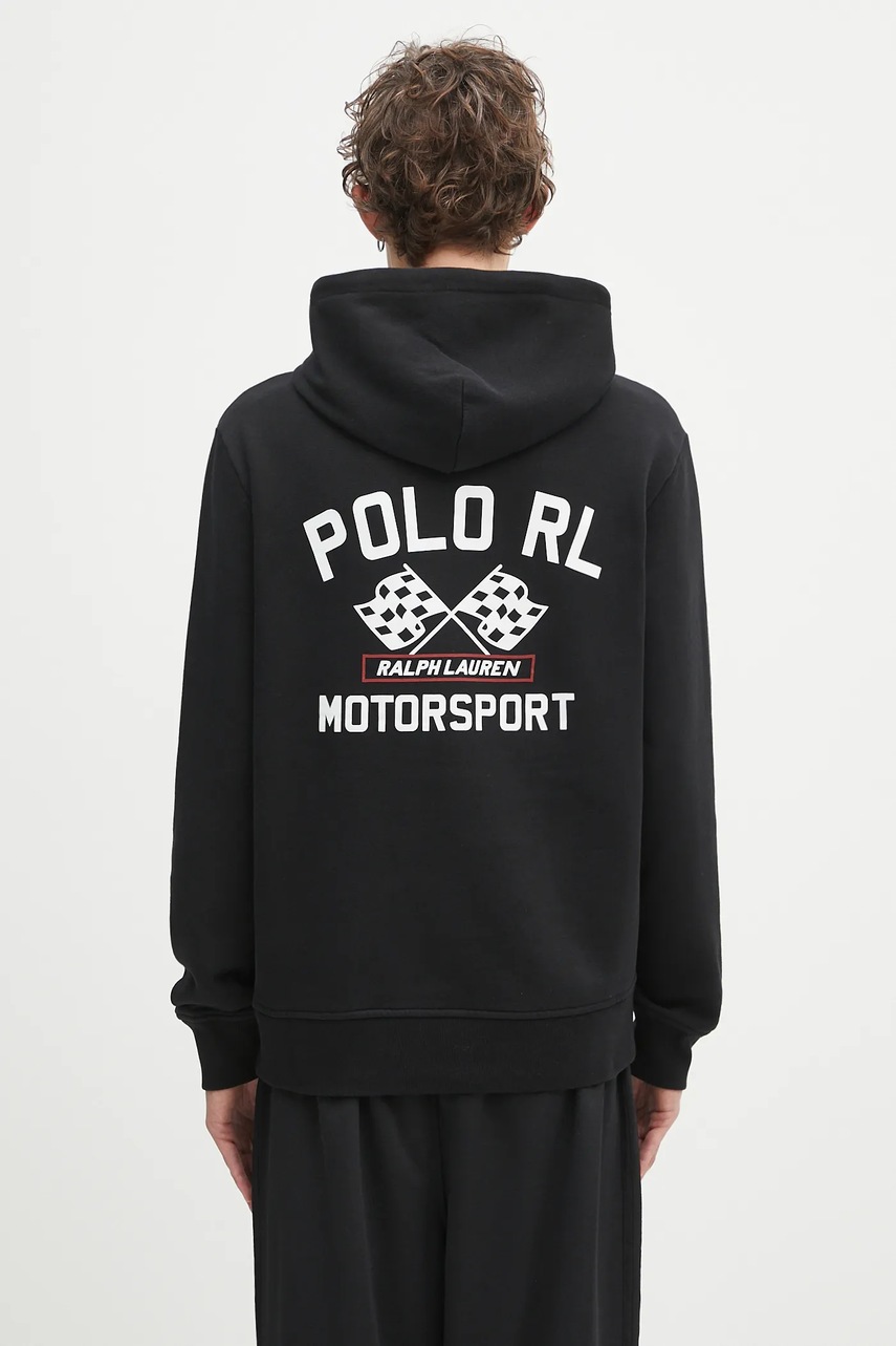 Mikina Polo Ralph Lauren Lspohoodm3 Long Sleeve pánská, černá barva, s kapucí, s potiskem, 710972613