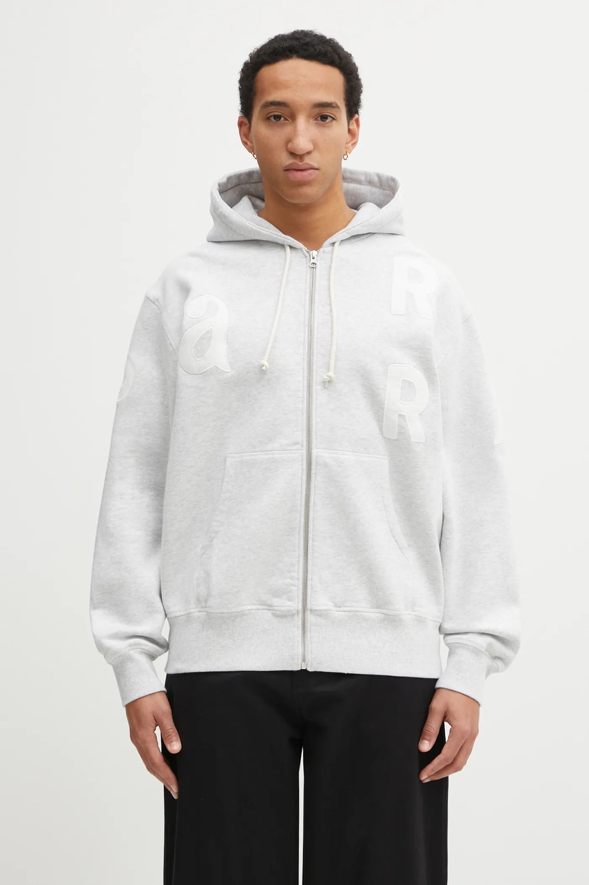 Mikina by Parra Word salad pánská, šedá barva, s kapucí, hladká, 54130