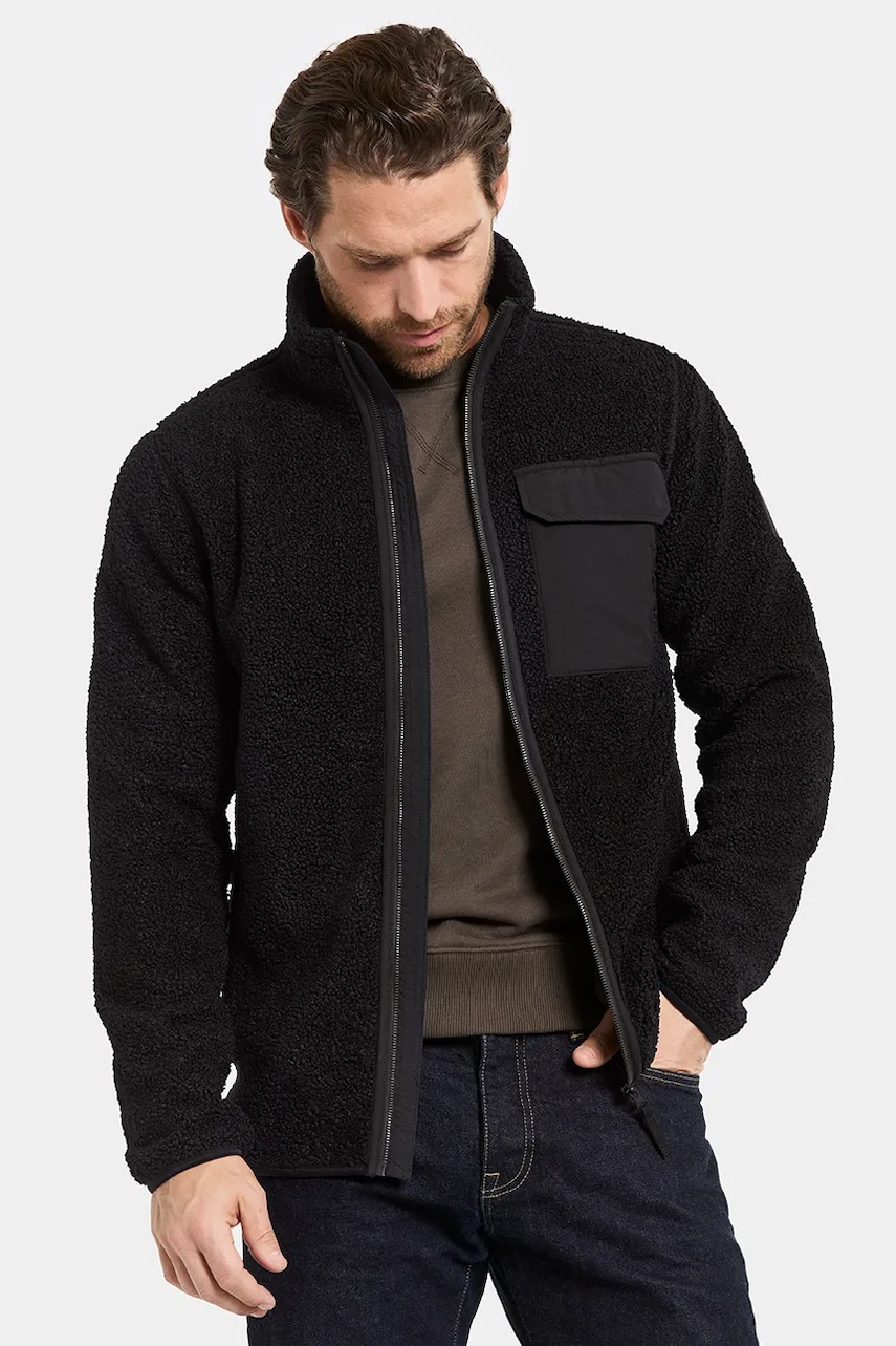 Didriksons hanorac fleece PETER culoarea negru, uni, 505884