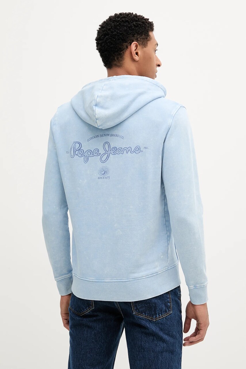 Pepe Jeans hanorac din bumbac cu gluga, cu imprimeu, PM582916