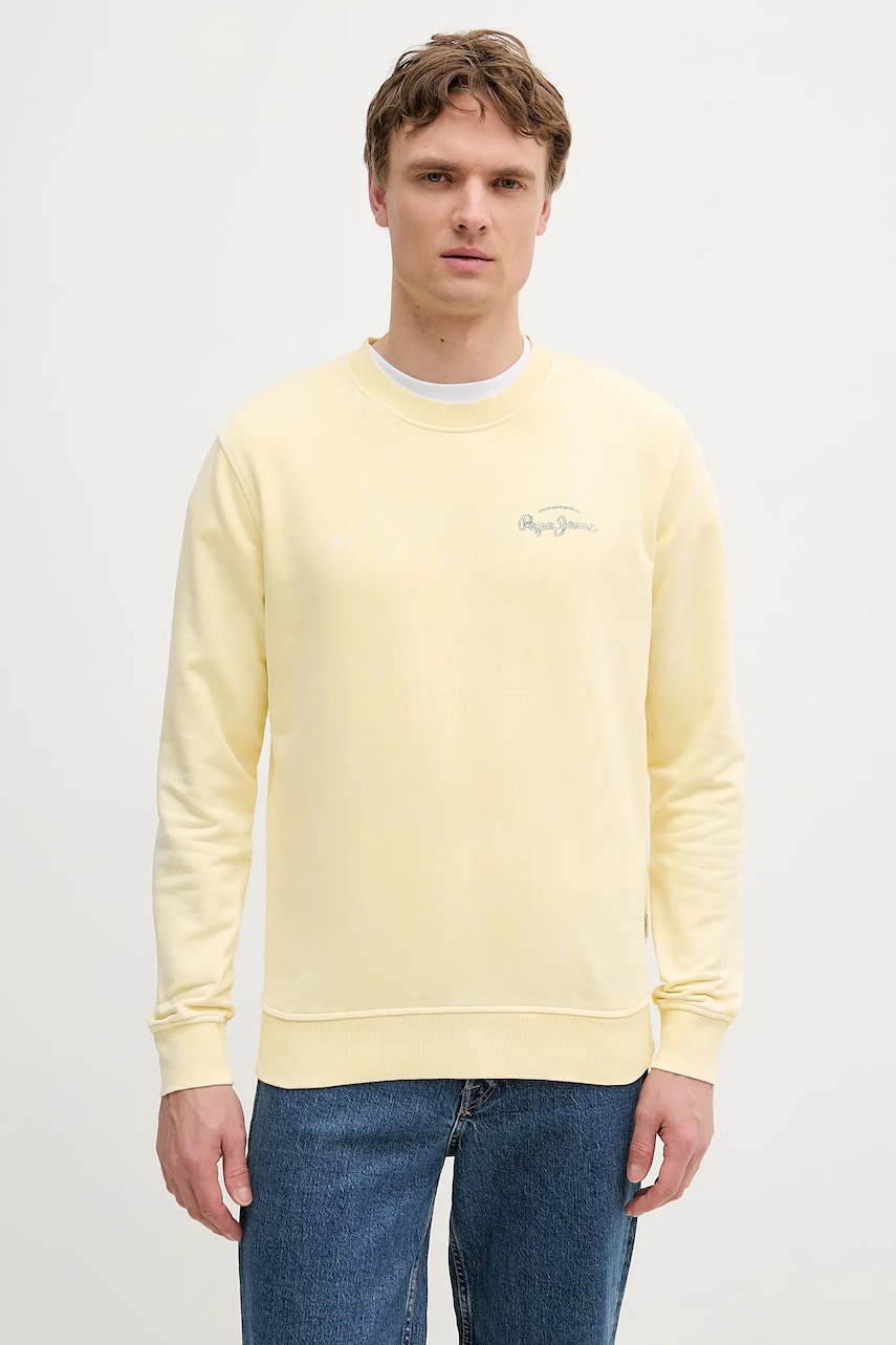 Pepe Jeans hanorac din bumbac culoarea galben, cu imprimeu, PM582918