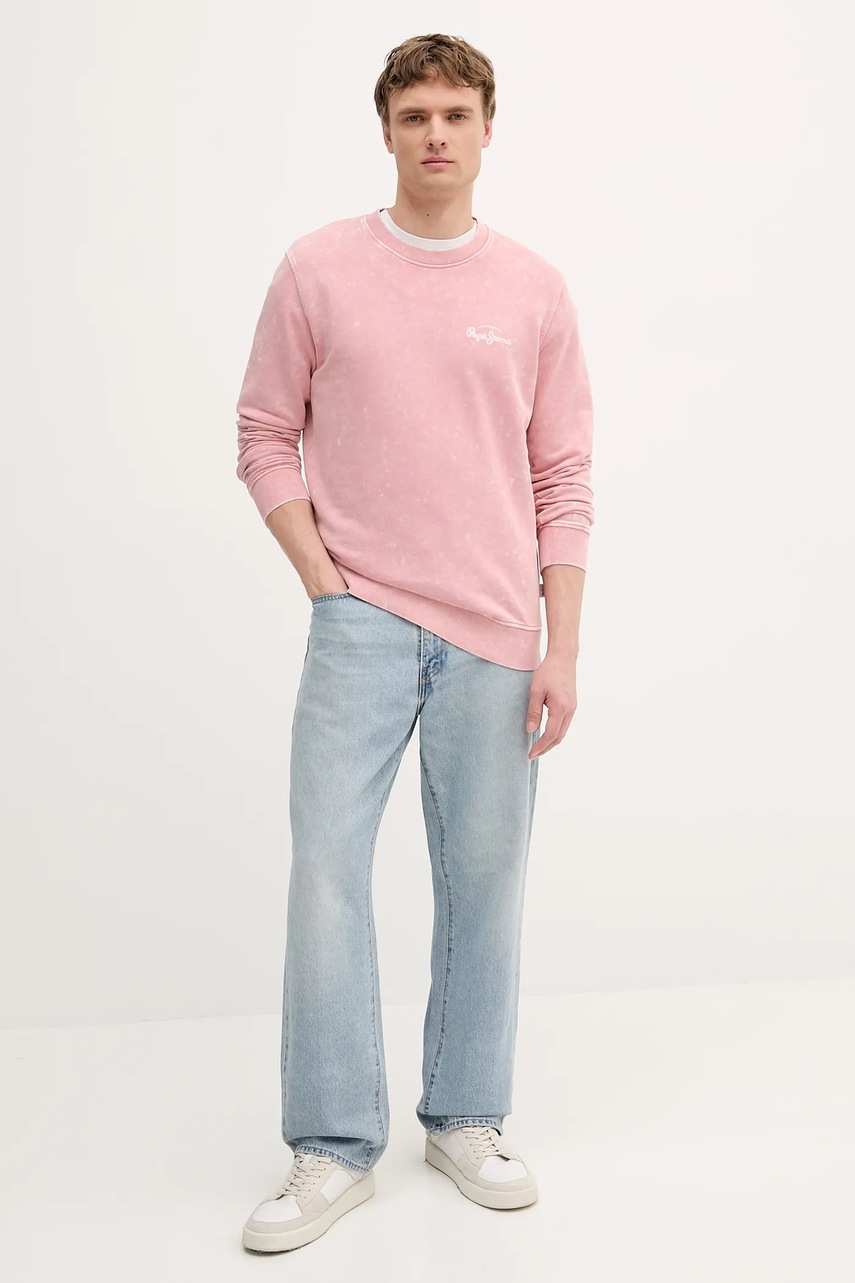 Хлопковая кофта Pepe Jeans цвет розовый узор PM582918