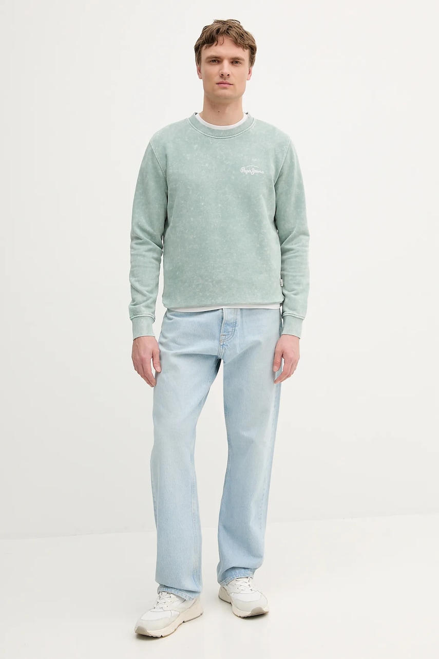 Хлопковая кофта Pepe Jeans цвет зелёный узор PM582918 Хлопковая кофта Pepe Jeans цвет зелёный узор PM582918