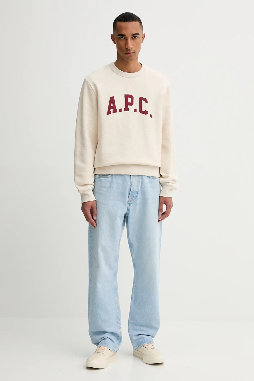 Кофта A.P.C. sweat harris - GOTS цвет бежевый с принтом COHBR.H37012