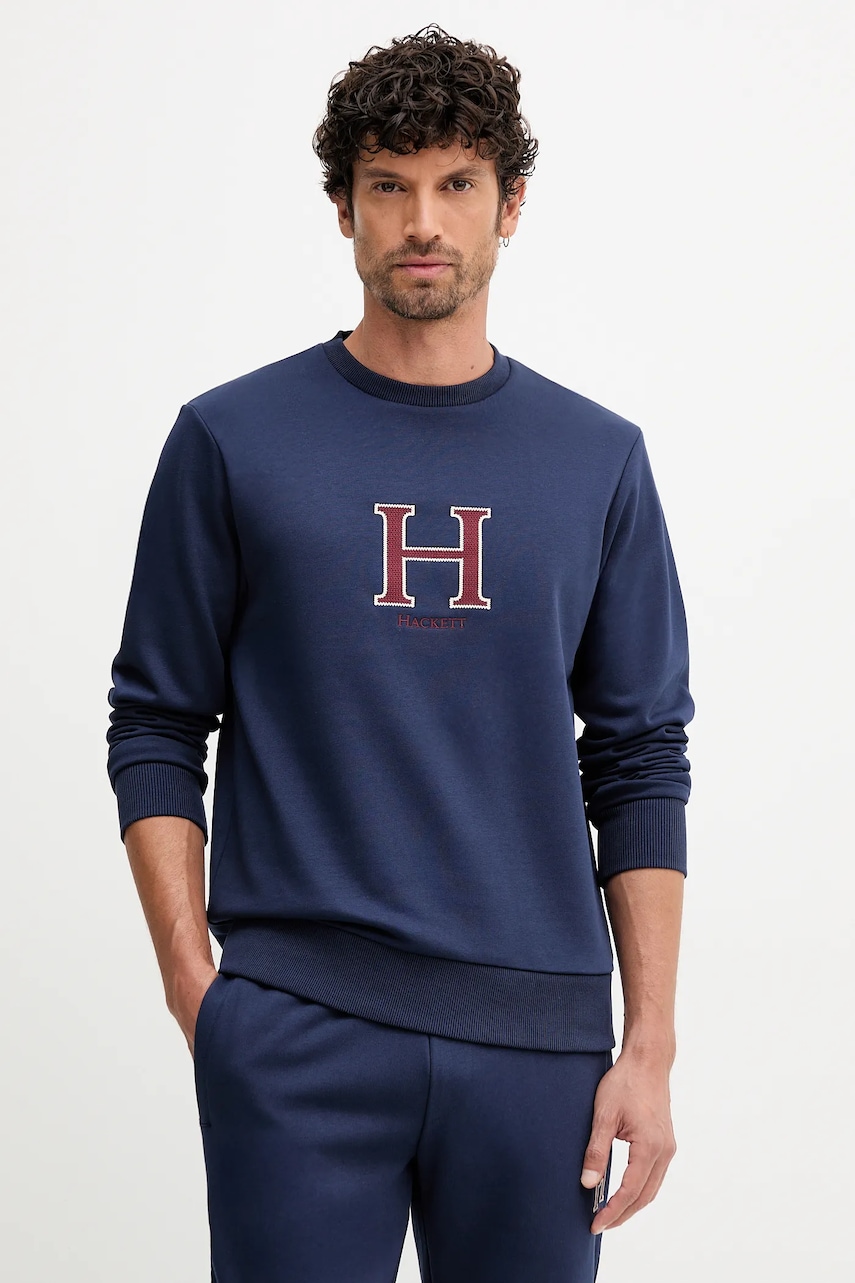 Hackett London bluză culoarea bleumarin, cu imprimeu, HM5800020