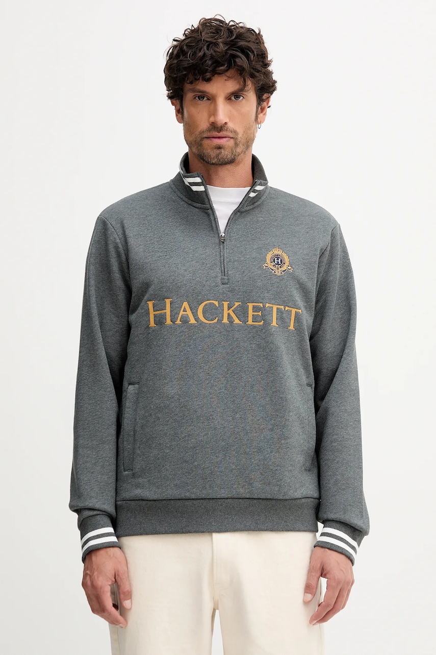 Hackett London bluză culoarea gri, cu imprimeu, HM5800022